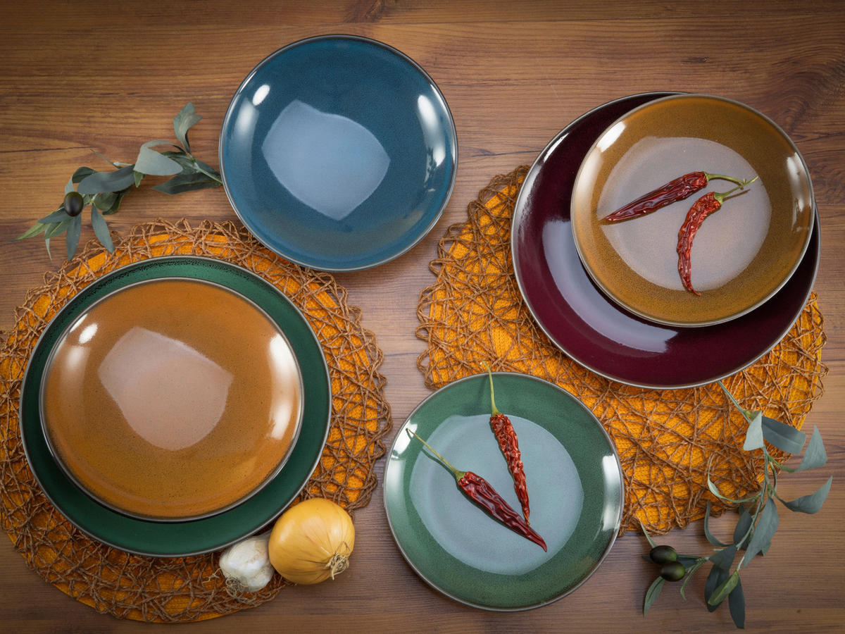 CreaTable Tafelservice Marrakesch multicolor Steinzeug 12 tlg. Marrakesch - multicolor - CreaTable