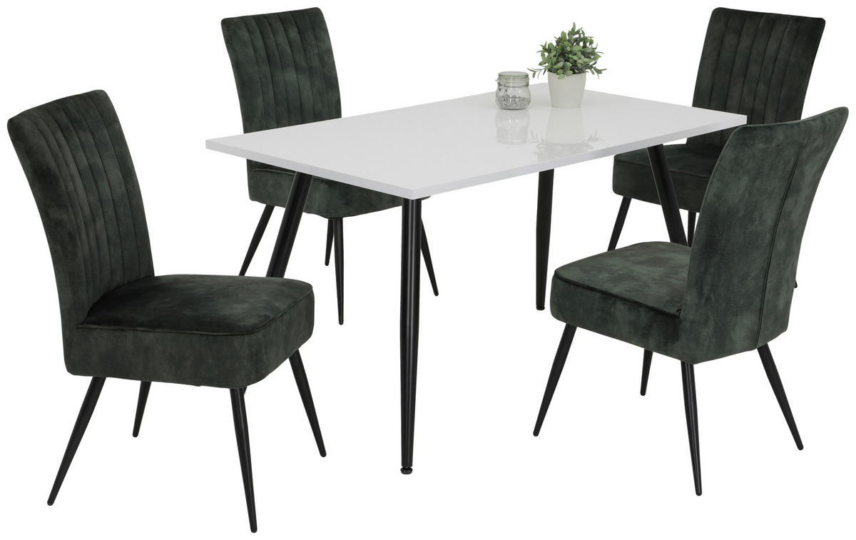 Esstisch ANIKA weiß Lack Hochglanz schwarz pulverbeschichtet Lack Hochglanz B/H/T: ca. 140x76x80 cm ANIKA - weiß/schwarz (140,00/76,00/80,00cm) - Hela