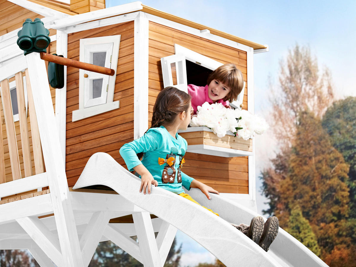 AXI Spielhaus Max braun B/H/L: ca. 432x288x193 cm Max - braun/weiß (193,00/432,00/288,00cm) - AXI