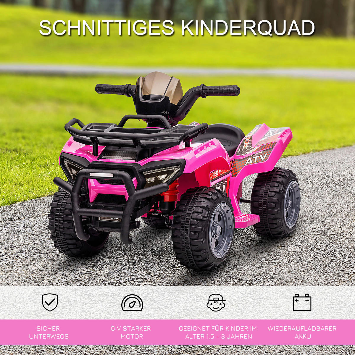 HOMCOM Kinderauto rosa B/H/L: ca. 42x70x45 cm Kinder-Elektrofahrzeug - rosa (45,00/42,00/70,00cm) - HOMCOM