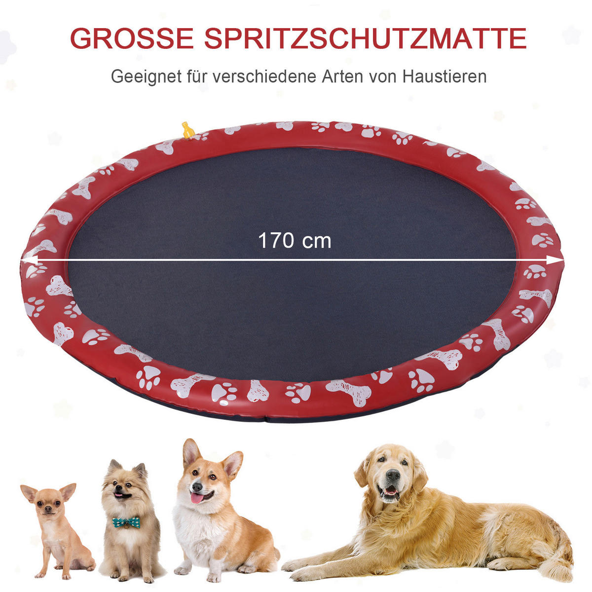 PawHut Hunde-Planschbecken rot Kunststoff B/H/L: ca. 170x1x170 cm Hunde-Planschbecken - rot (170,00/170,00/1,00cm) - PawHut