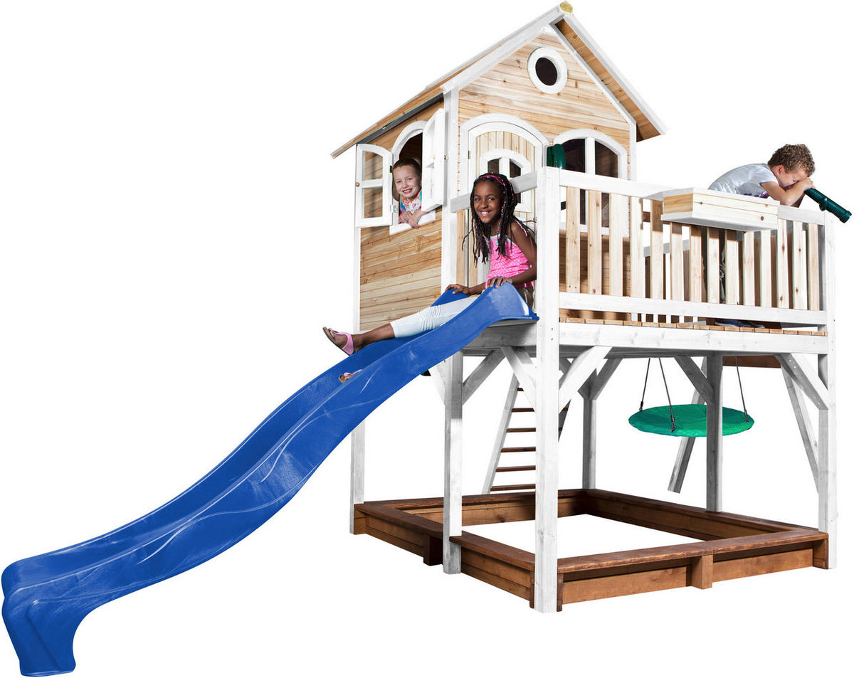 AXI Spielhaus Liam braun B/H/L: ca. 541x291x277 cm Liam - braun/blau (277,00/541,00/291,00cm) - AXI