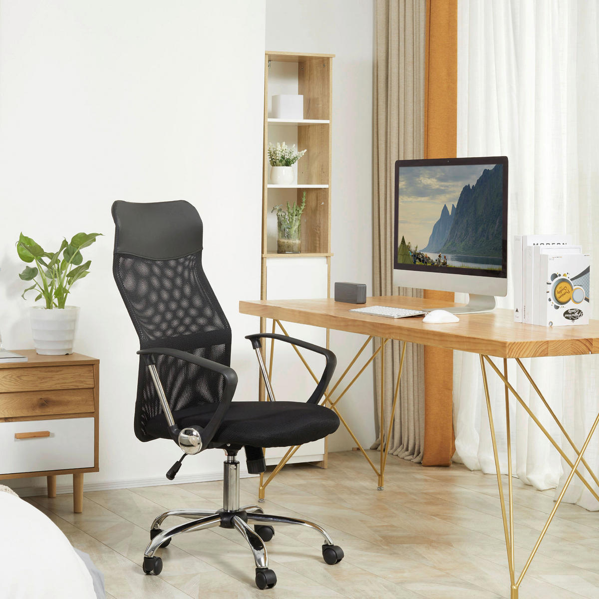 Drehstuhl A2-0093 schwarz A2-0093 - schwarz (63,00/109,00/65,00cm) - HOMCOM