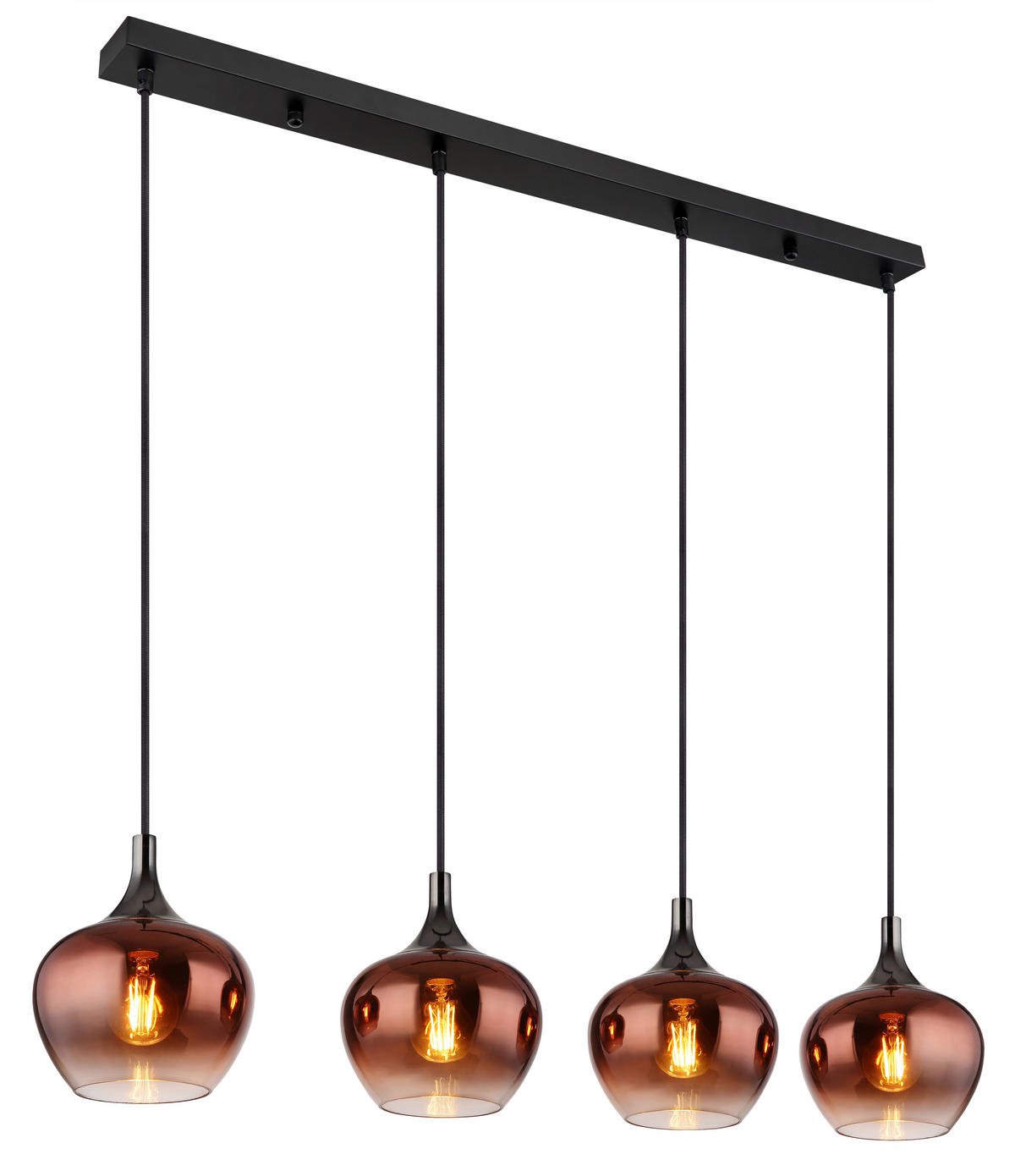 Pendelleuchte schwarz Metall Glas B/H/L: ca. 18x120x100 cm E27 4 Brennstellen Maxy - schwarz (100,00/18,00/120,00cm)