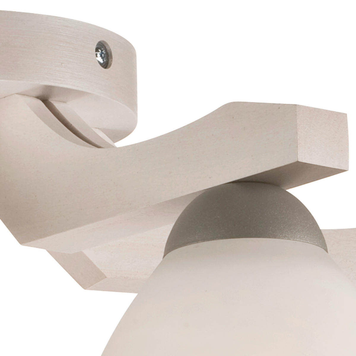 Lamkur Deckenleuchte buche weiß Stahl Glas Holz B/H/L: ca. 37x23x37 cm 5 Brennstellen Adriano - weiß/buche (37,00/37,00/23,00cm) - Lamkur