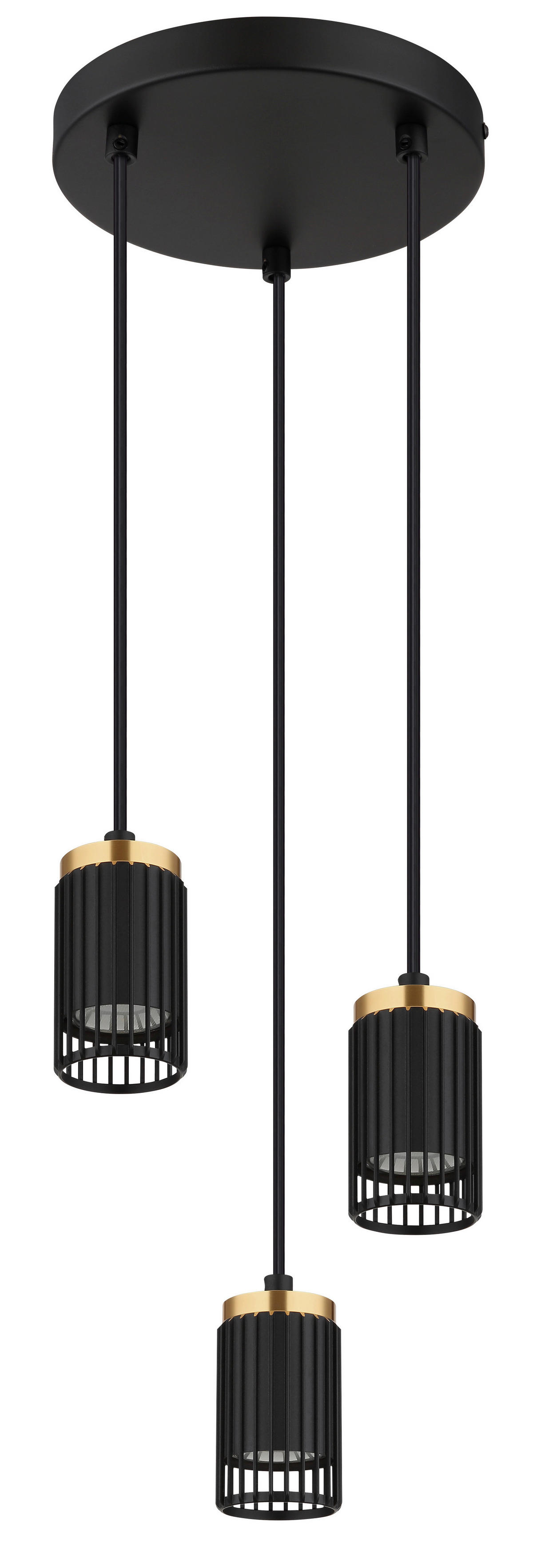 GLOBO Pendelleuchte mattschwarz Metall Aluminium H/D: ca. 115,5x21 cm GU10 3 Brennstellen Korben - mattschwarz (21,00/115,50cm) - GLOBO
