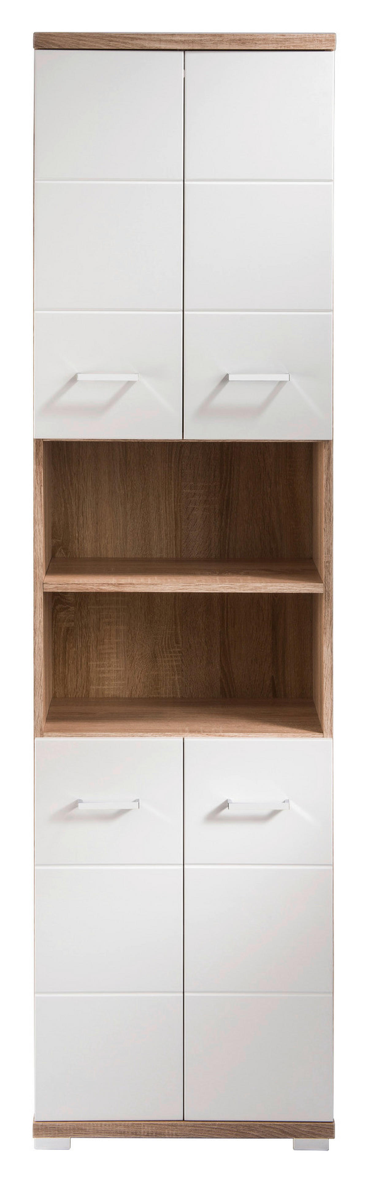 Hochschrank NEBRASKA Eiche Nachbildung weiß Hochglanz B/H/T: ca. 50x192x31,5 cm NEBRASKA - Eiche/weiß (50,00/192,00/31,50cm) - byLIVING