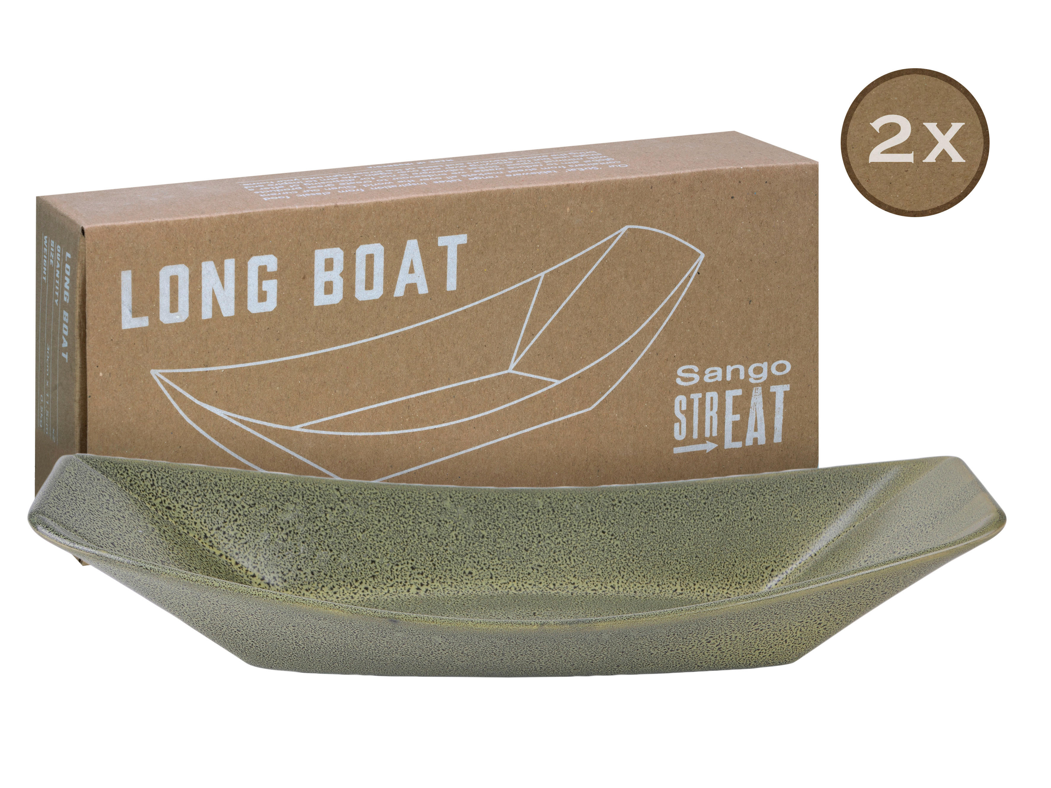 CreaTable Servierset Streat Boat long grün Steinzeug