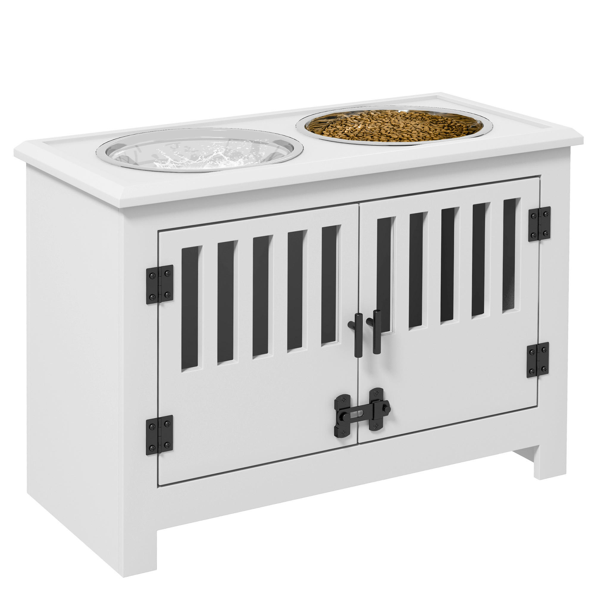 PawHut Futterstation weiß Stahl B/H/L: ca. 30x43x60 cm Futterstation - weiß (60,00/30,00/43,00cm) - PawHut