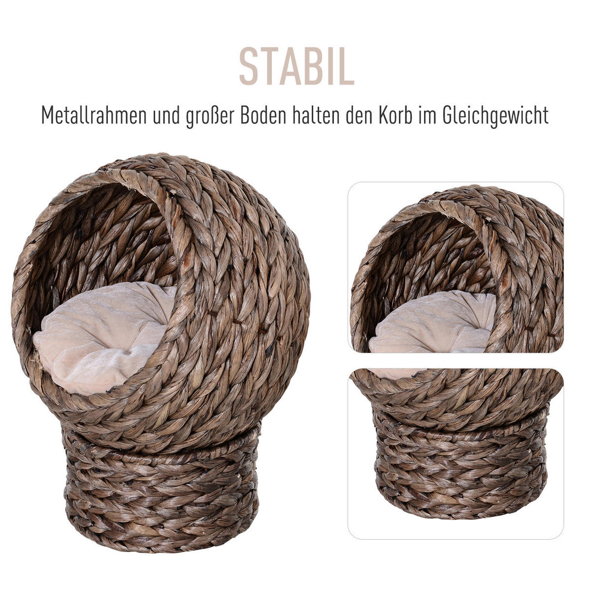 PawHut Katzenkorb dunkelbraun Baumwolle B/H/L: ca. 33x52x42 cm Katzenkorb - dunkelbraun (42,00/33,00/52,00cm) - PawHut