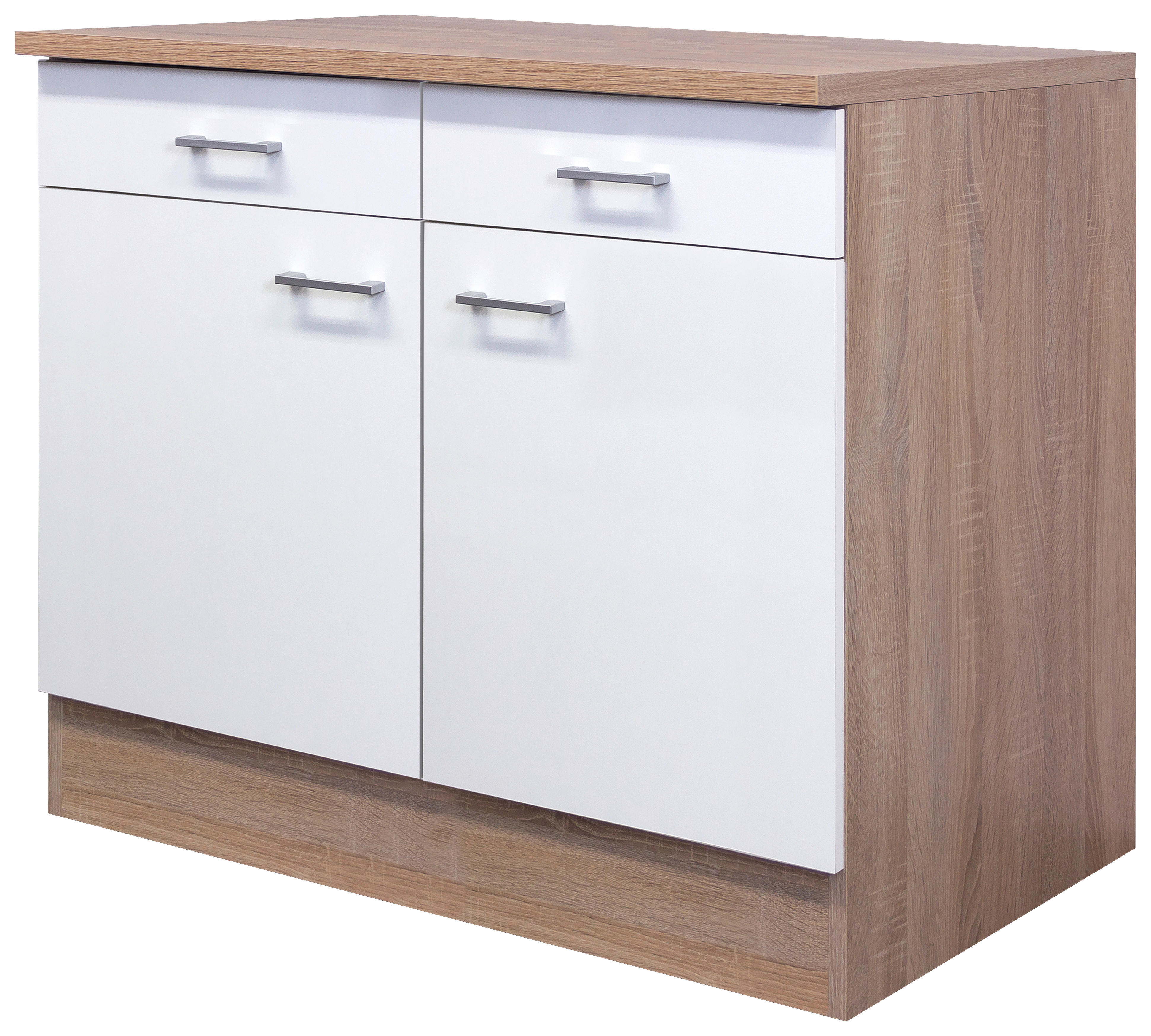 Unterschrank Samoa weiß Eiche Nachbildung B/H/T: ca. 100x85x60 cm Samoa - Eiche/weiß (100,00/85,00/60,00cm) - Flex-Well