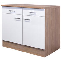 Unterschrank Samoa weiß Eiche Nachbildung B/H/T: ca. 100x85x60 cm Samoa - Eiche/weiß (100,00/85,00/60,00cm) - Flex-Well