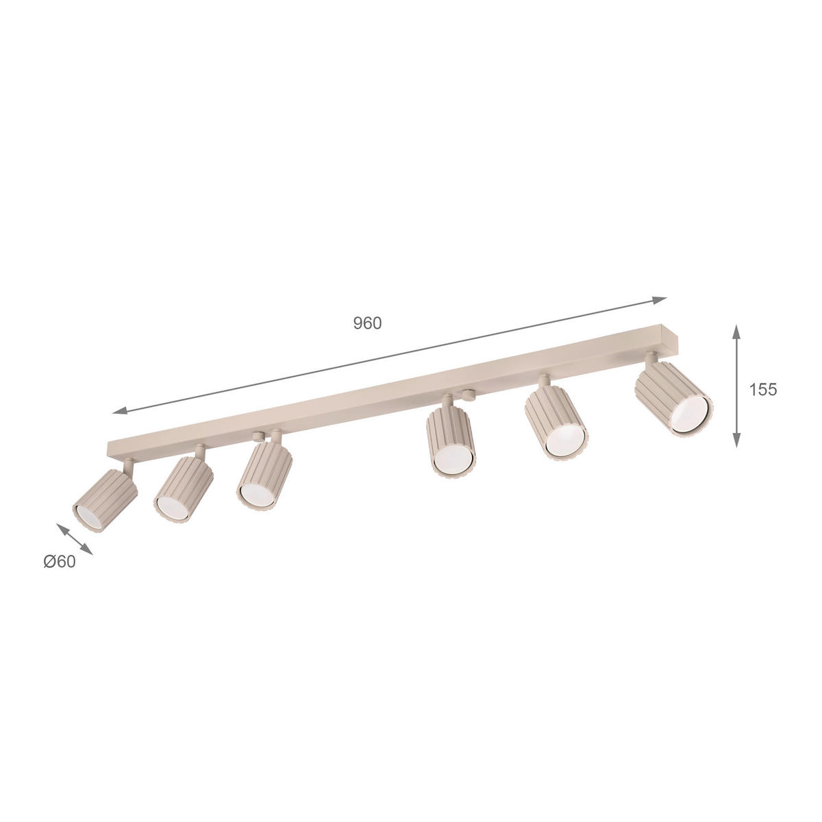 Lamkur Strahler beige Stahl B/H/L: ca. 6,5x16,5x117 cm 6 Brennstellen Prisma - beige (117,00/6,50/16,50cm) - Lamkur
