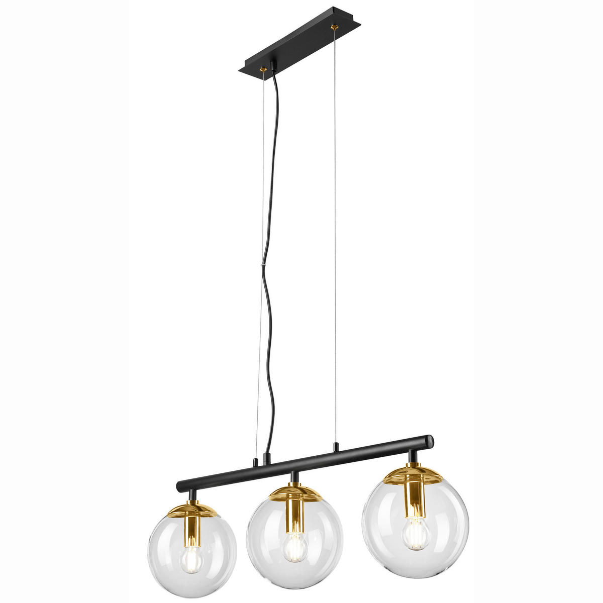 Lamkur Deckenleuchte gold Stahl Glas B/H/L: ca. 12x150x70 cm E14 3 Brennstellen ELOISE - gold (70,00/12,00/150,00cm) - Lamkur