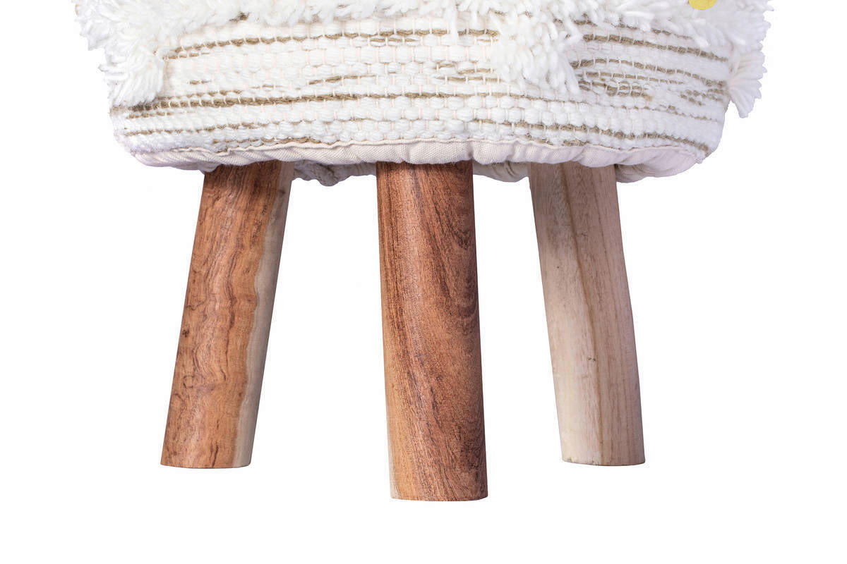 360 Living Hocker Bohist 400 creme khaki Baumwolle Baumwolle Holz H/D: ca. 50x38 cm Bohist 400 - creme/khaki (38,00/50,00cm) - 360 Living