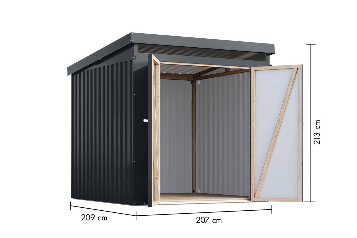 Karibu Gartenhaus Indra 2 anthrazit B/H/T: ca. 206x213x206 cm Indra 2 - anthrazit (206,00/213,00/206,00cm) - Karibu