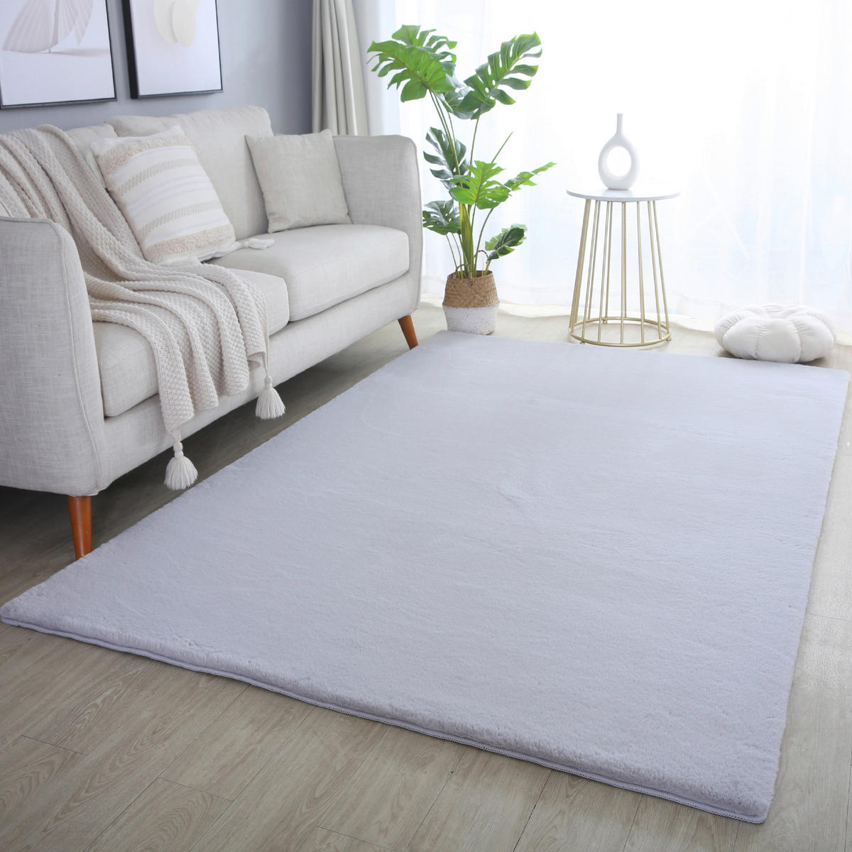 Ayyildiz Teppich POUFFY silber B/L: ca. 60x110 cm POUFFY - silber (60,00/110,00cm) - Ayyildiz