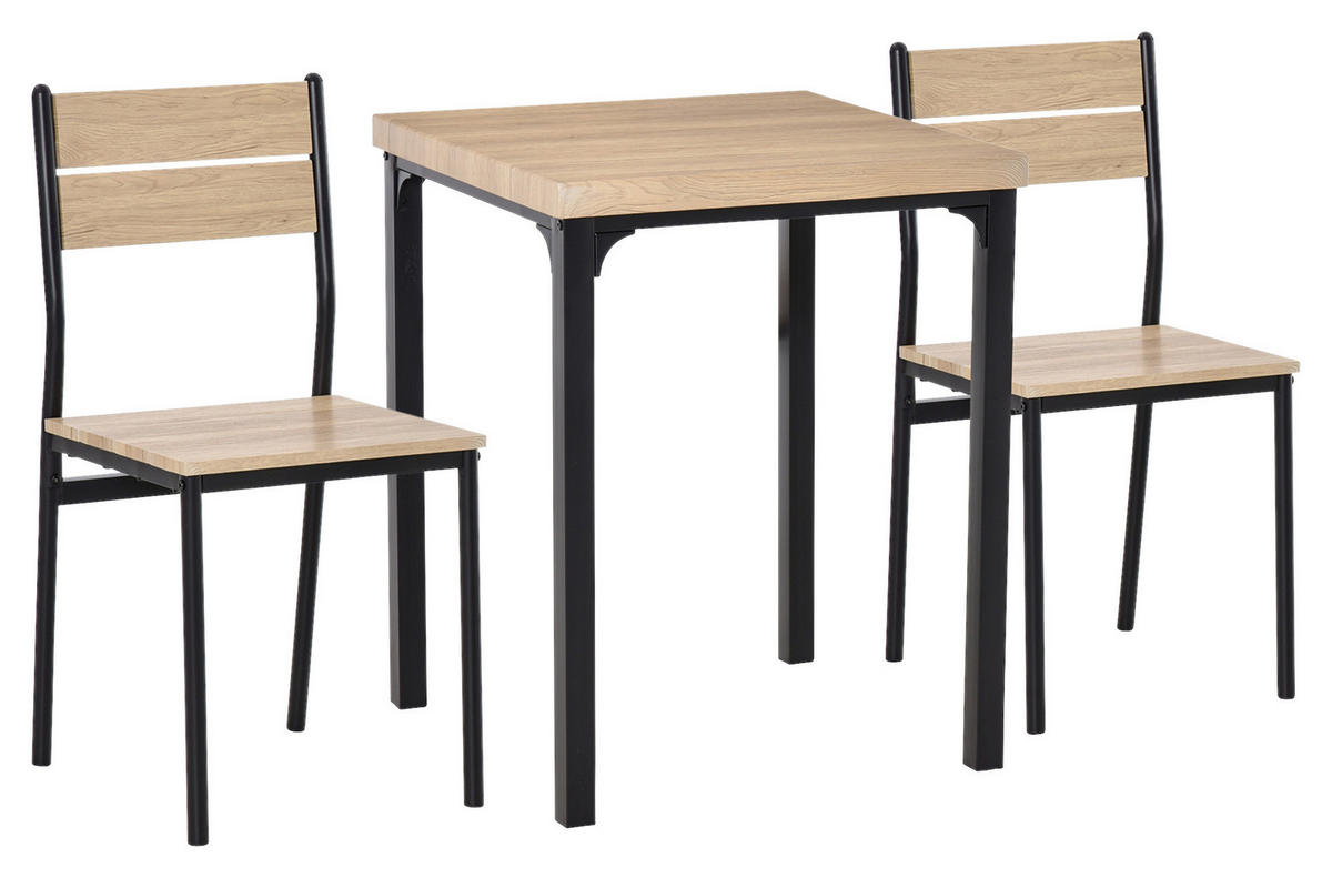 Essgruppe 835-090 natur schwarz B/H/T: ca. 70x76x70 cm 835-090 - natur/schwarz (70,00/76,00/70,00cm) - HOMCOM