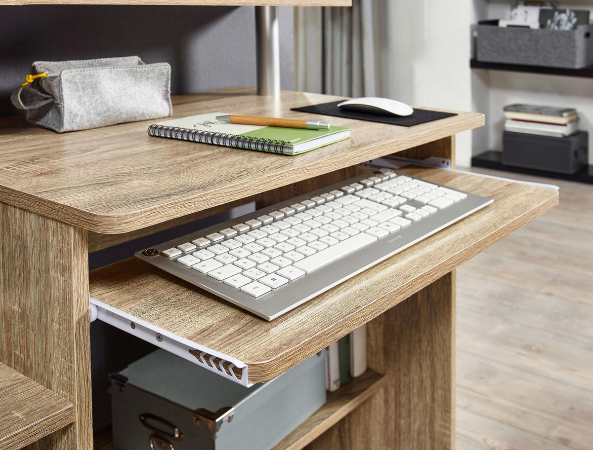 Computertisch Eiche Sonoma Nachbildung B/H/T: ca. 94x90,5x48,5 cm Computertisch - Eiche (94,00/90,50/48,50cm) - Wohnling