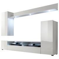 Wohnwand Dos weiß Hochglanz B/H/T: ca. 208x165x33 cm Dos - weiß (208,00/165,00/33,00cm) - Trendteam
