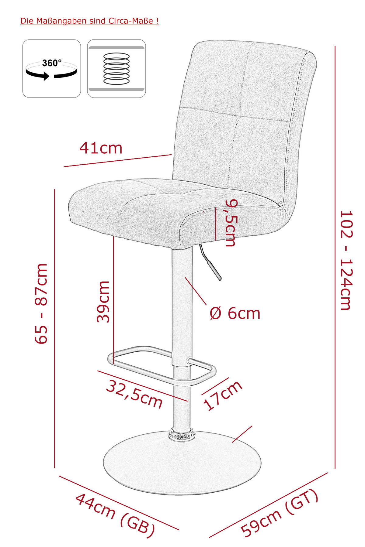 Barhocker Leni I, 2er-Set creme Microfaser B/H/T: ca. 44x124x57 cm Leni I, 2er-Set - creme (44,00/124,00/57,00cm) - Hela