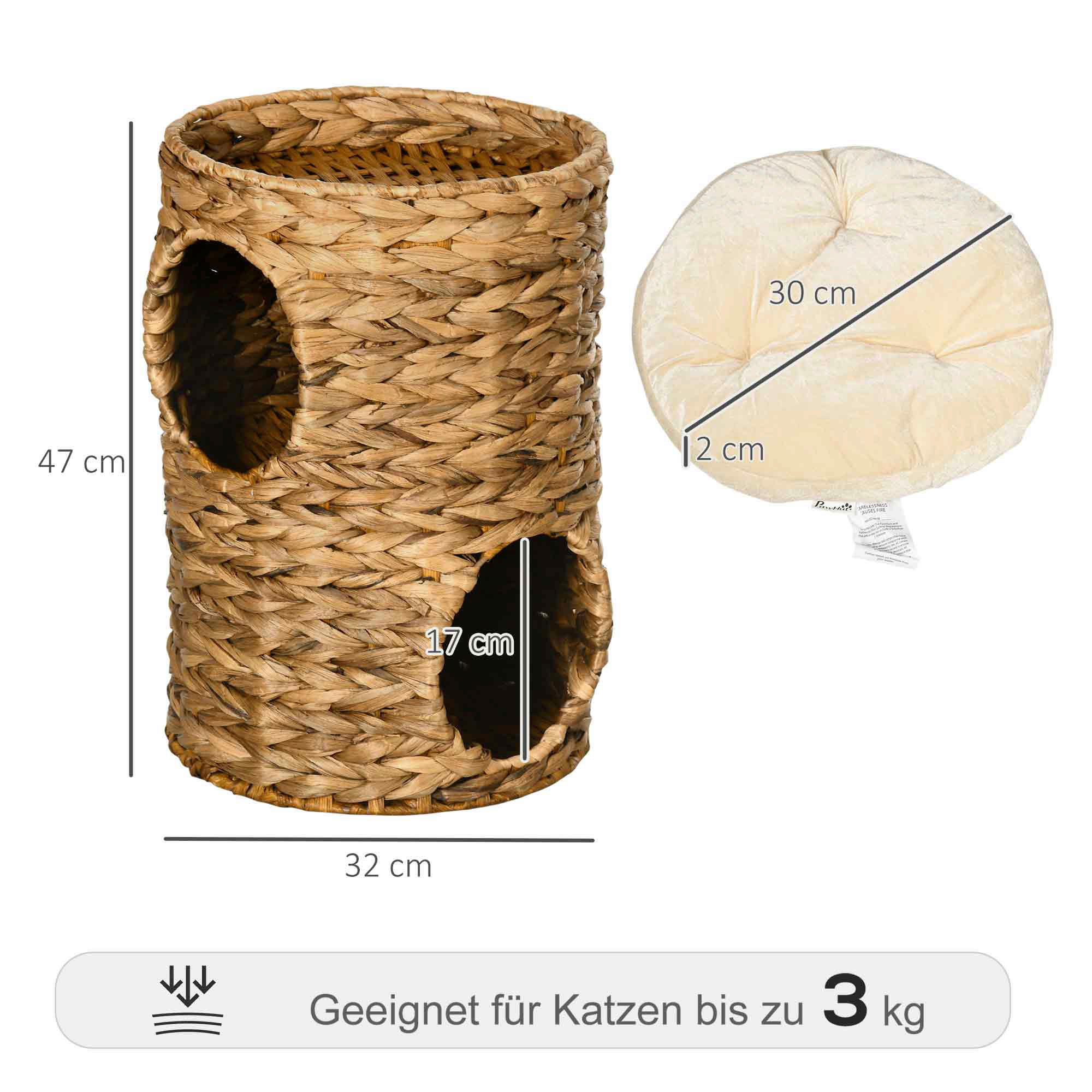 PawHut Katzen-Zubehör braun Polypropylen B/H/L: ca. 32x32x47 cm Katzenturm - braun (47,00/32,00/32,00cm) - PawHut