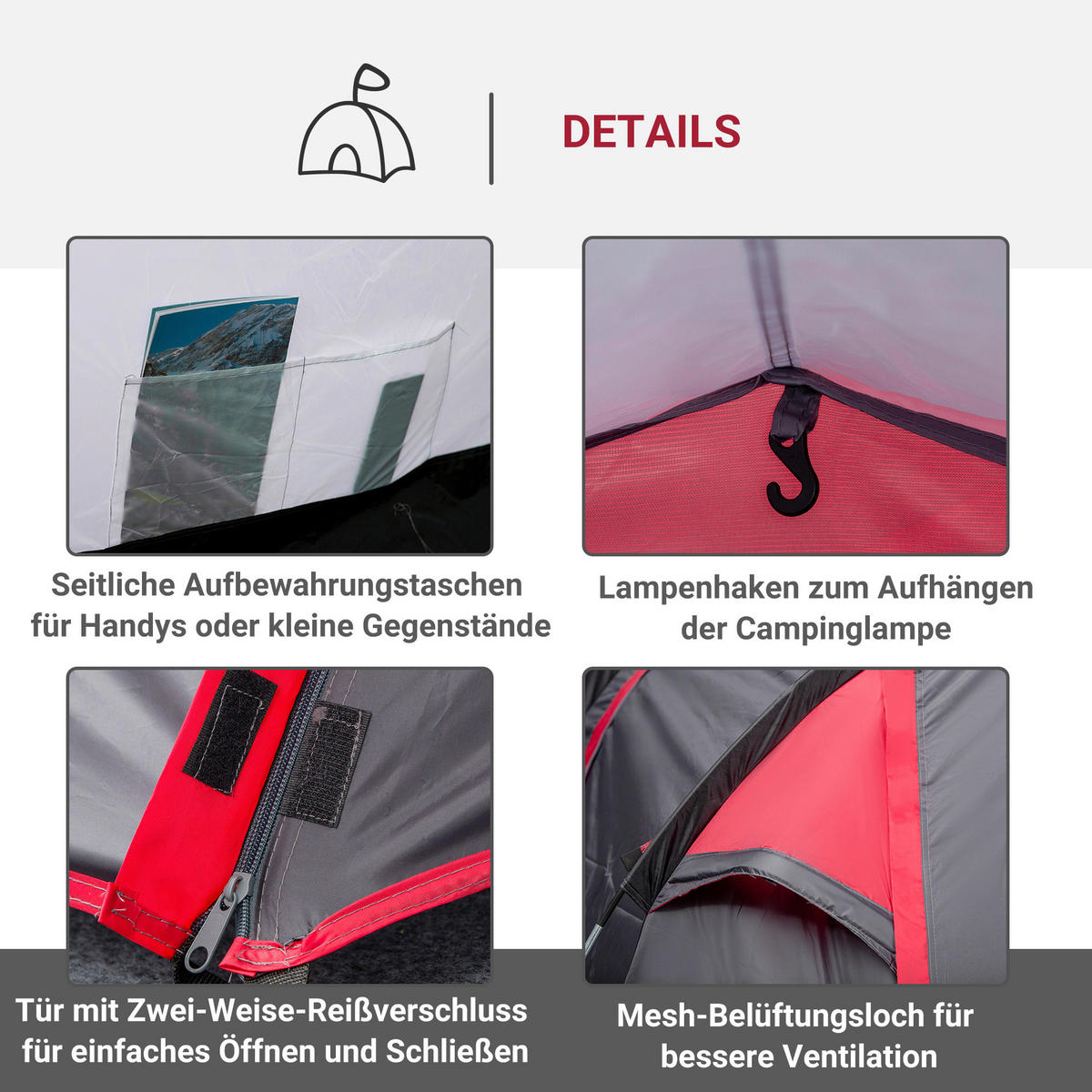 Outsunny Campingartikel B/H/L: ca. 206x426x154 cm Campingzelt - dunkelgrau (154,00/206,00/426,00cm) - Outsunny