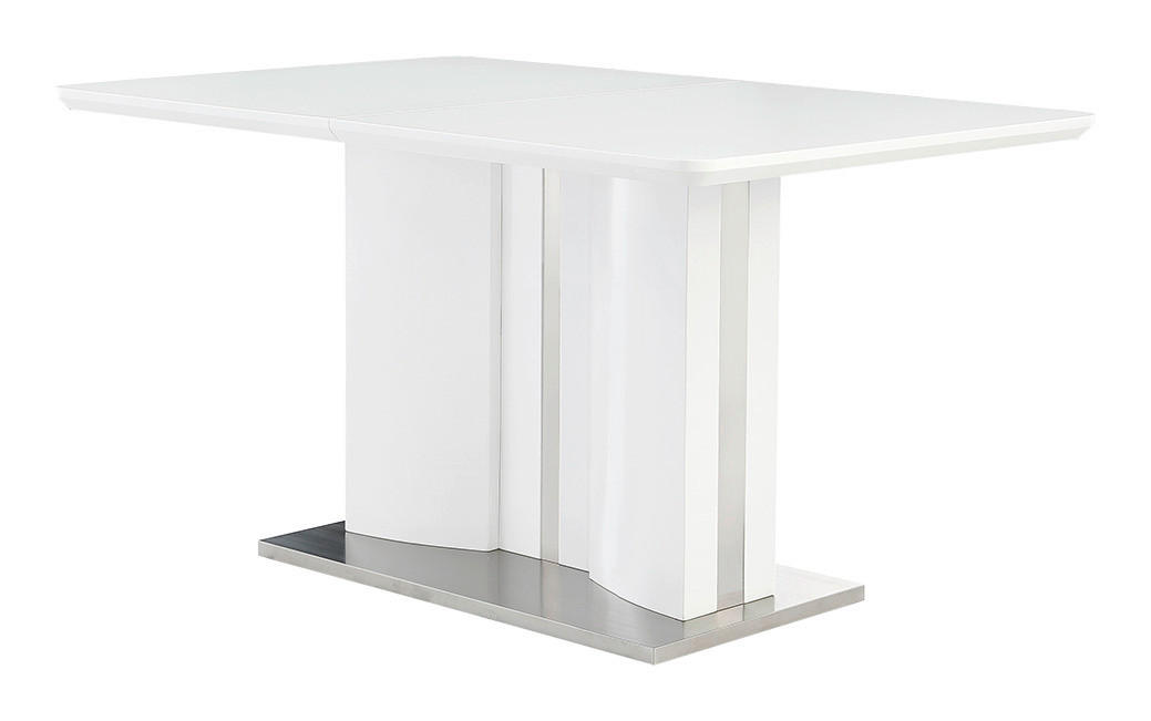 Esstisch  weiß Hochglanz B/H/T: ca. 140x76x90 cm Bonn_Esstisch - weiß/Edelstahl (140,00/76,00/90,00cm)