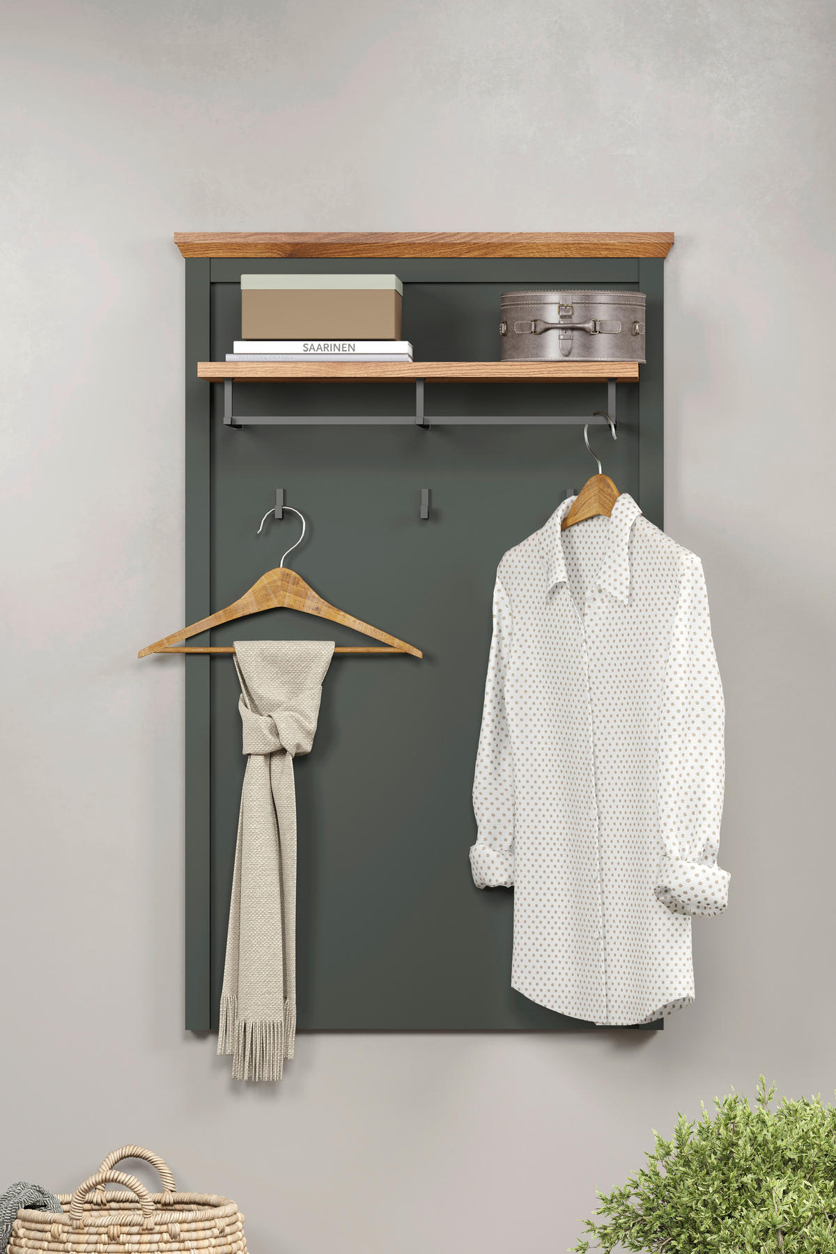 Garderobenpaneel Stanton tannengrün Eiche Evoke Coast Nachbildung B/H/T: ca. 77x123x28 cm Stanton - Eiche/tannengrün (77,00/123,00/28,00cm)