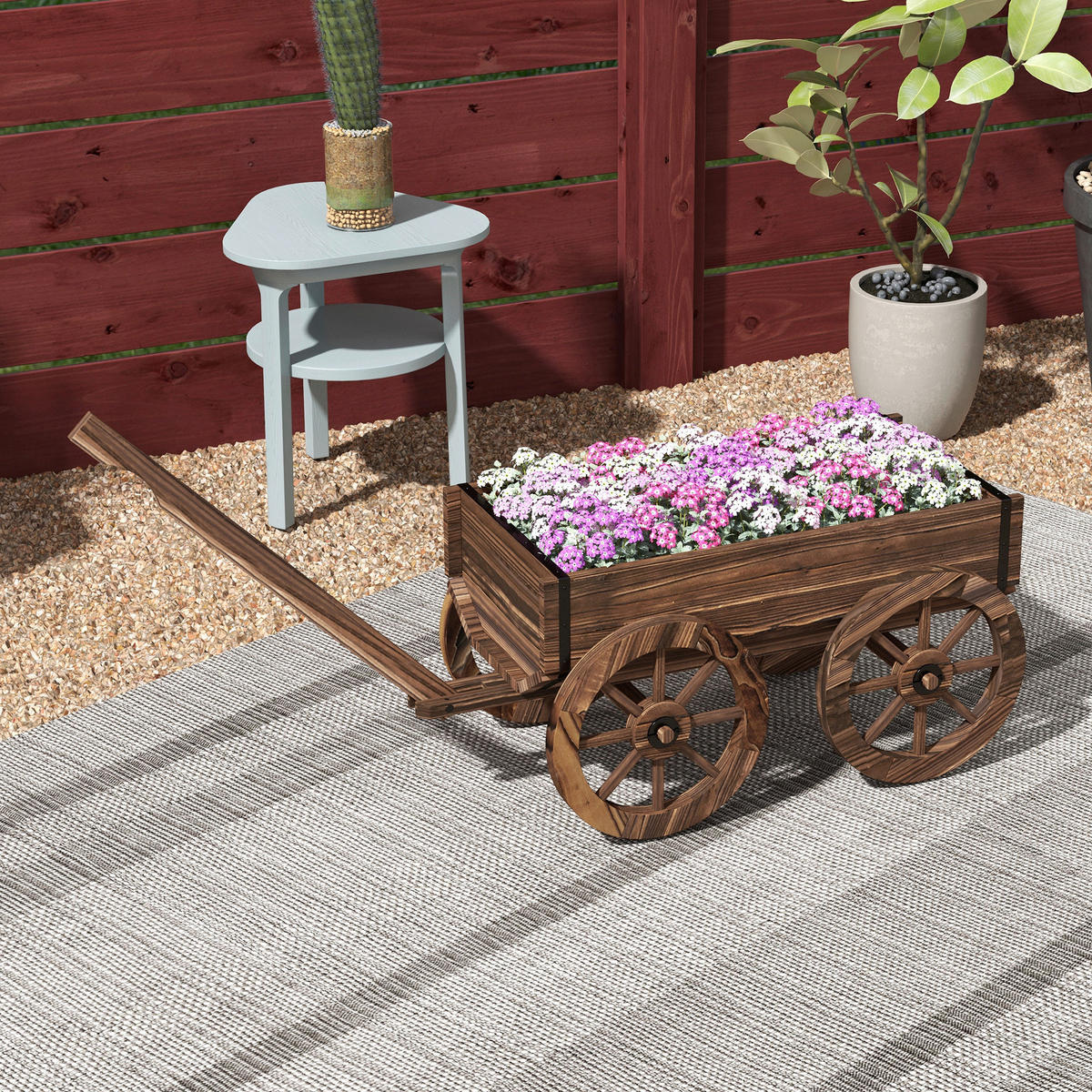 Outsunny Blumenkasten grau Holz B/H/L: ca. 41x120x54 cm Blumenkasten - grau (54,00/41,00/120,00cm) - Outsunny