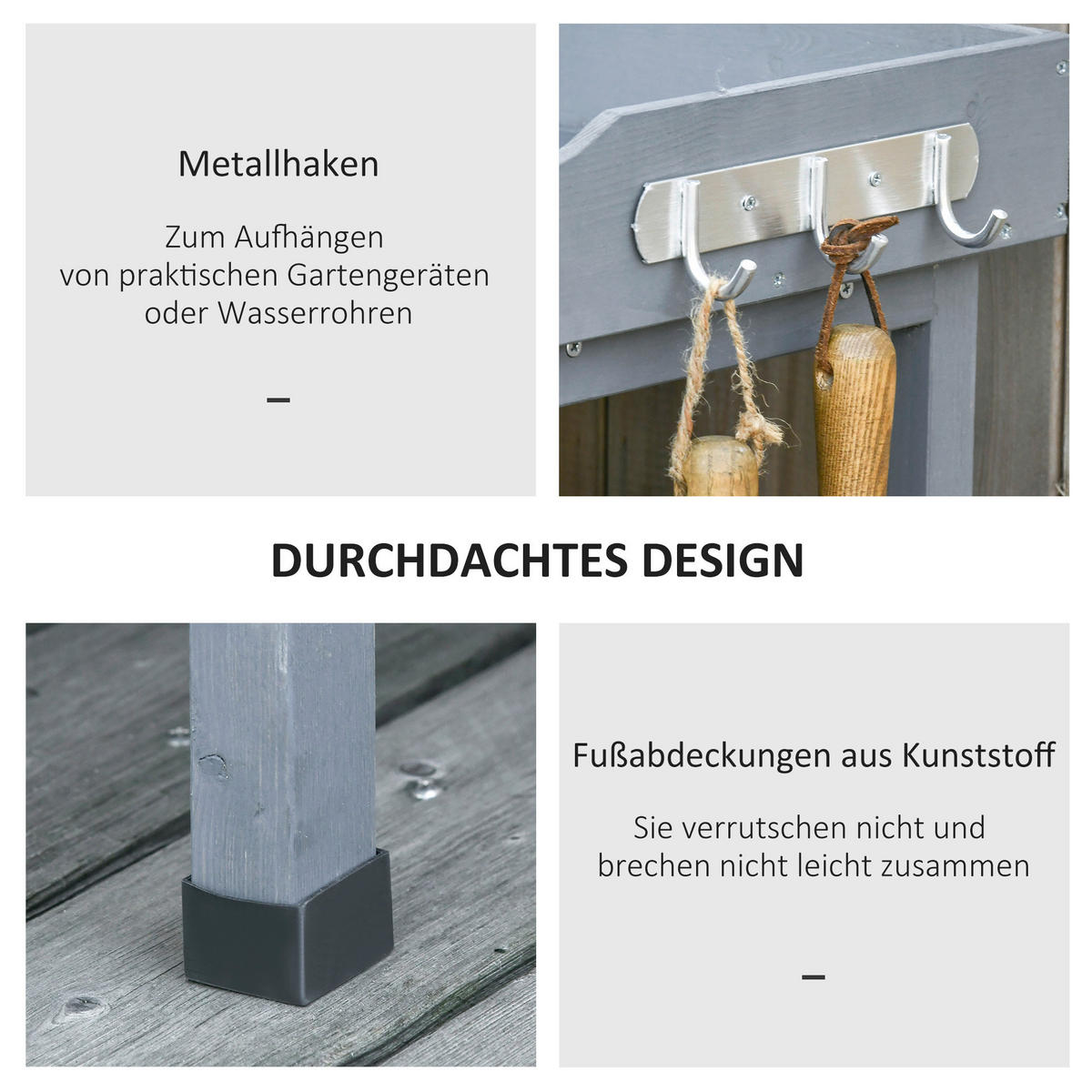 Outsunny Metall-Arbeitsfläche grau B/H/L: ca. 37x89x76 cm Metall-Arbeitsfläche - grau (76,00/37,00/89,00cm) - Outsunny