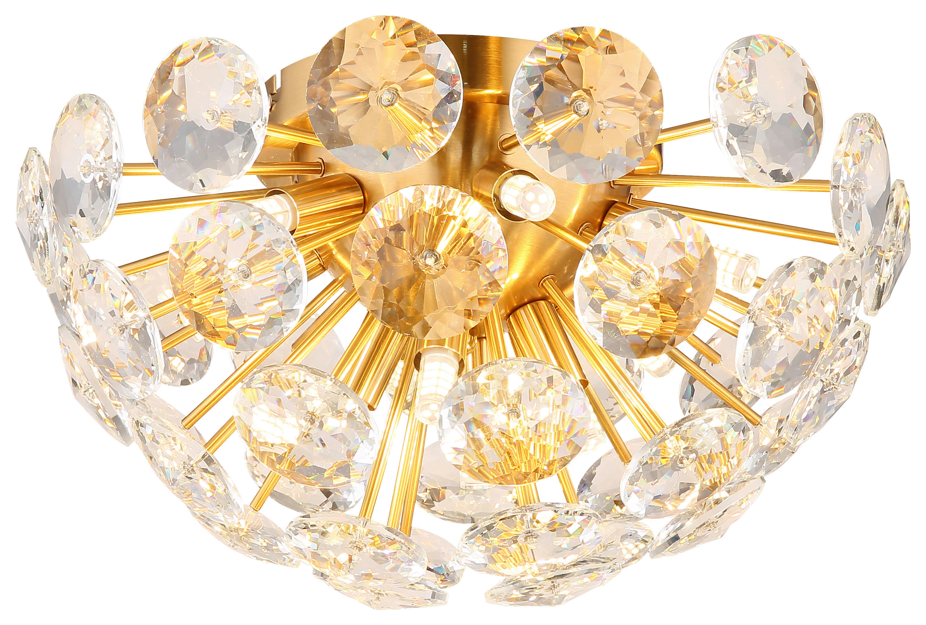 GLOBO Deckenleuchte gold klar Metall H/D: ca. 22x39 cm 10 Brennstellen VIRINA - gold/klar (39,00/22,00cm) - GLOBO