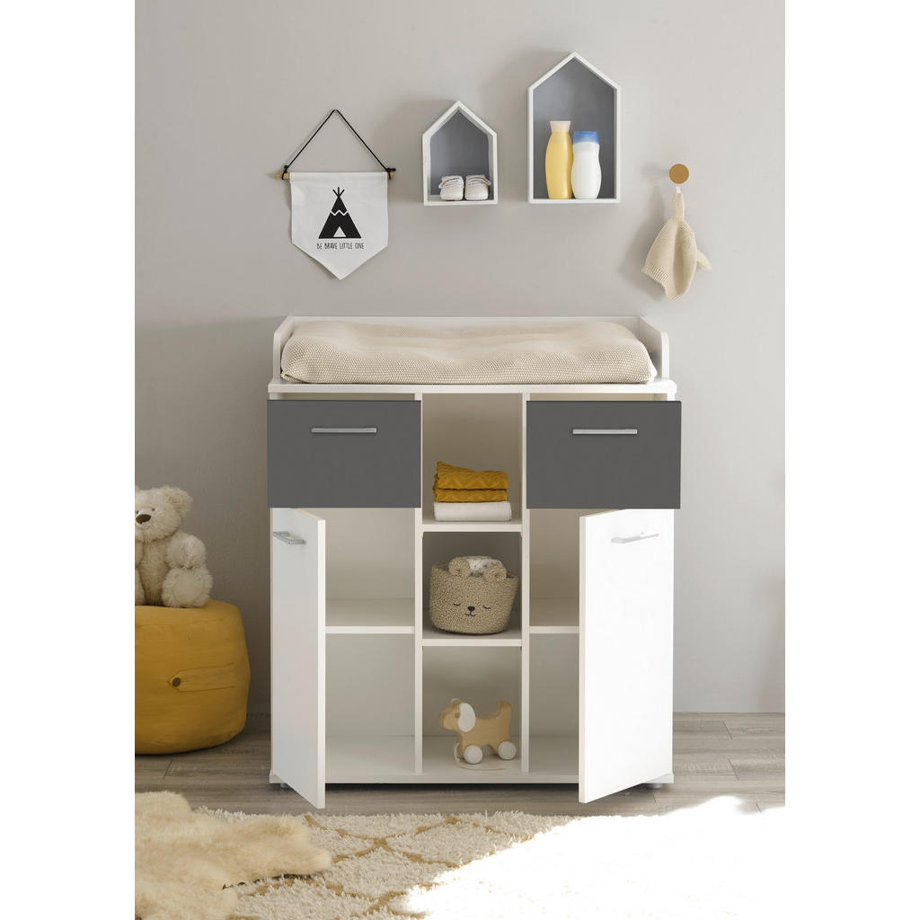 Thumbnail - Wickelkommode Alex weiß Graphit B/H/T: ca. 89x101x78 cm