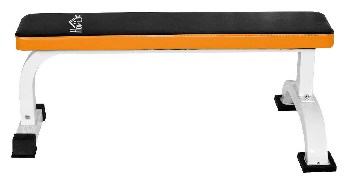 HOMCOM Hantelbank schwarz Stahl B/H/L: ca. 58,5x40x110 cm Hantelbank_rutschfest - orange/weiß (110,00/58,50/40,00cm) - HOMCOM