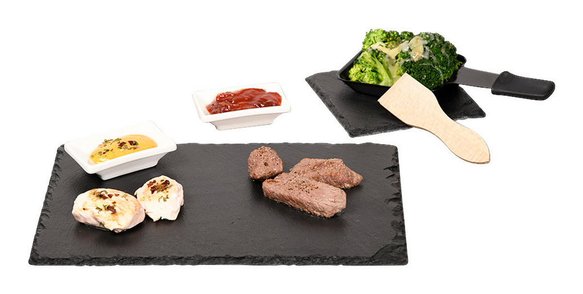 Kesper Raclette-Set grau Schiefer B/L: ca. 20x30 cm Racletteset_10tlg. - grau (20,00/30,00cm) - Kesper