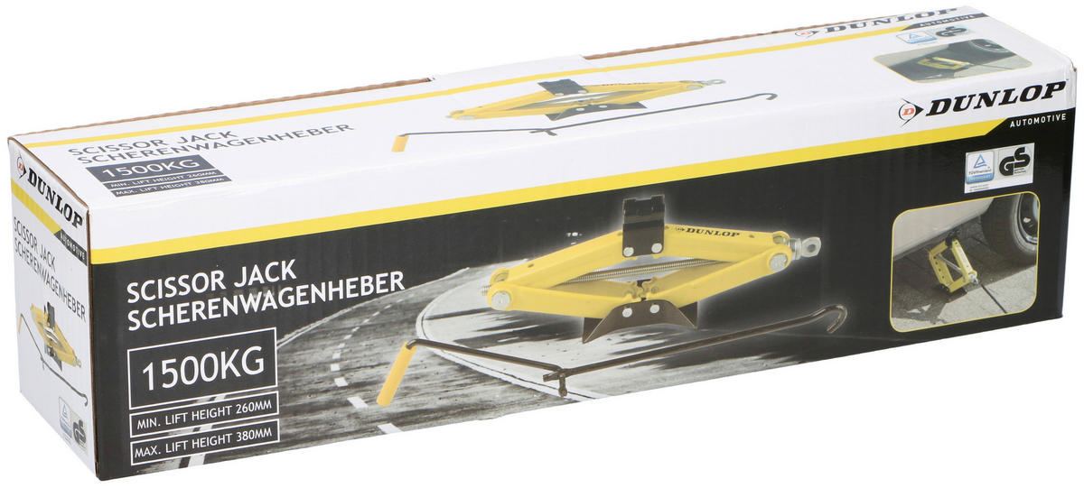 Dunlop Scherenwagenheber Dunlop B/H/T: ca. 42x10x6 cm Dunlop - gelb/schwarz (42,00/10,00/6,00cm) - Dunlop