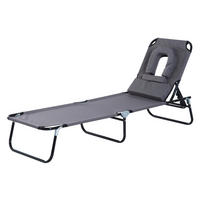 Outsunny Gartenliege grau Metall B/H/L: ca. 56x28x190 cm Gartenliege_mit_Gesichtsöffnung - grau (190,00/56,00/28,00cm) - Outsunny
