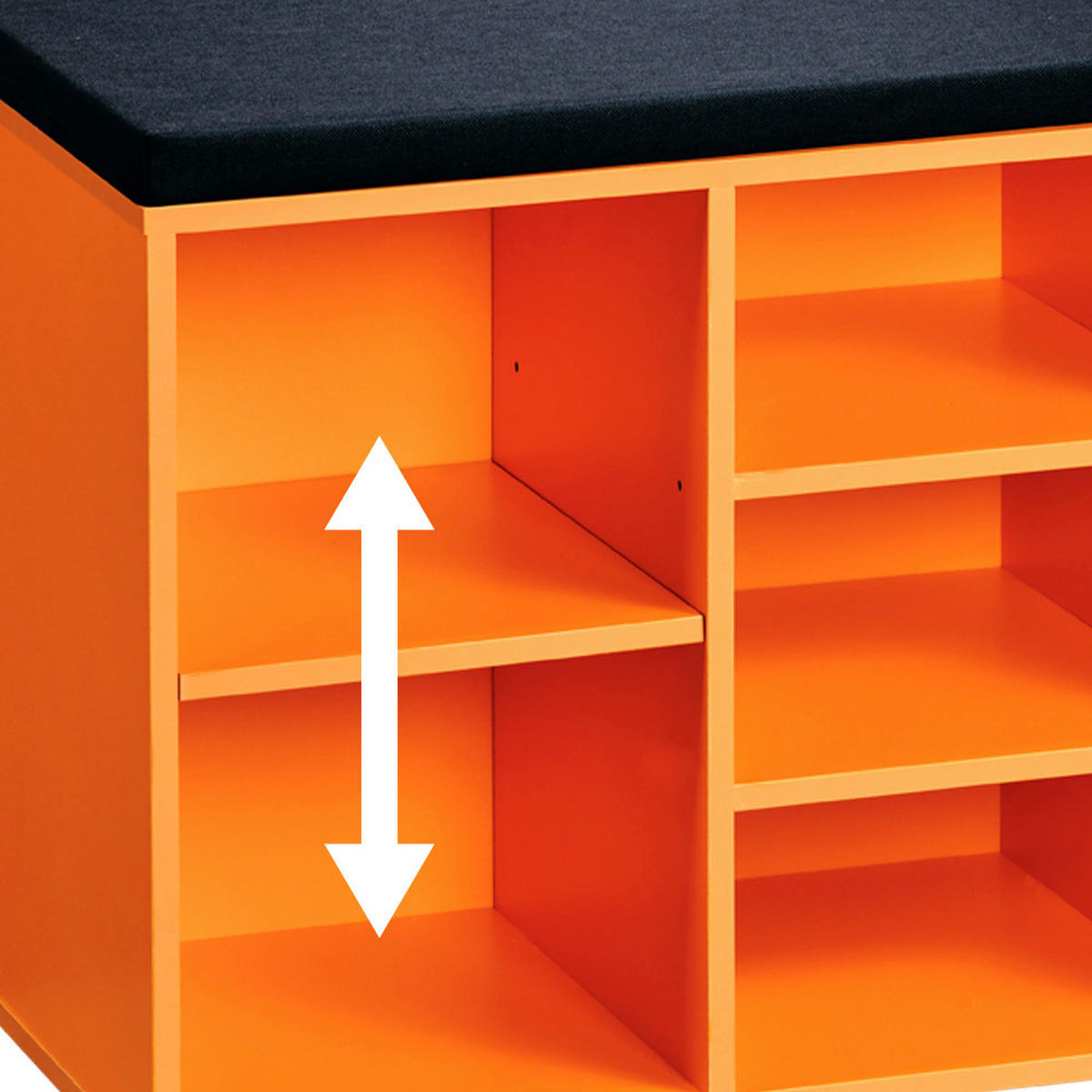 Kesper Schuhregal orange Spanplatte B/H/T: ca. 103,5x48x29,5 cm Schuhregal_mit_Sitzkissen - orange (103,50/48,00/29,50cm) - Kesper