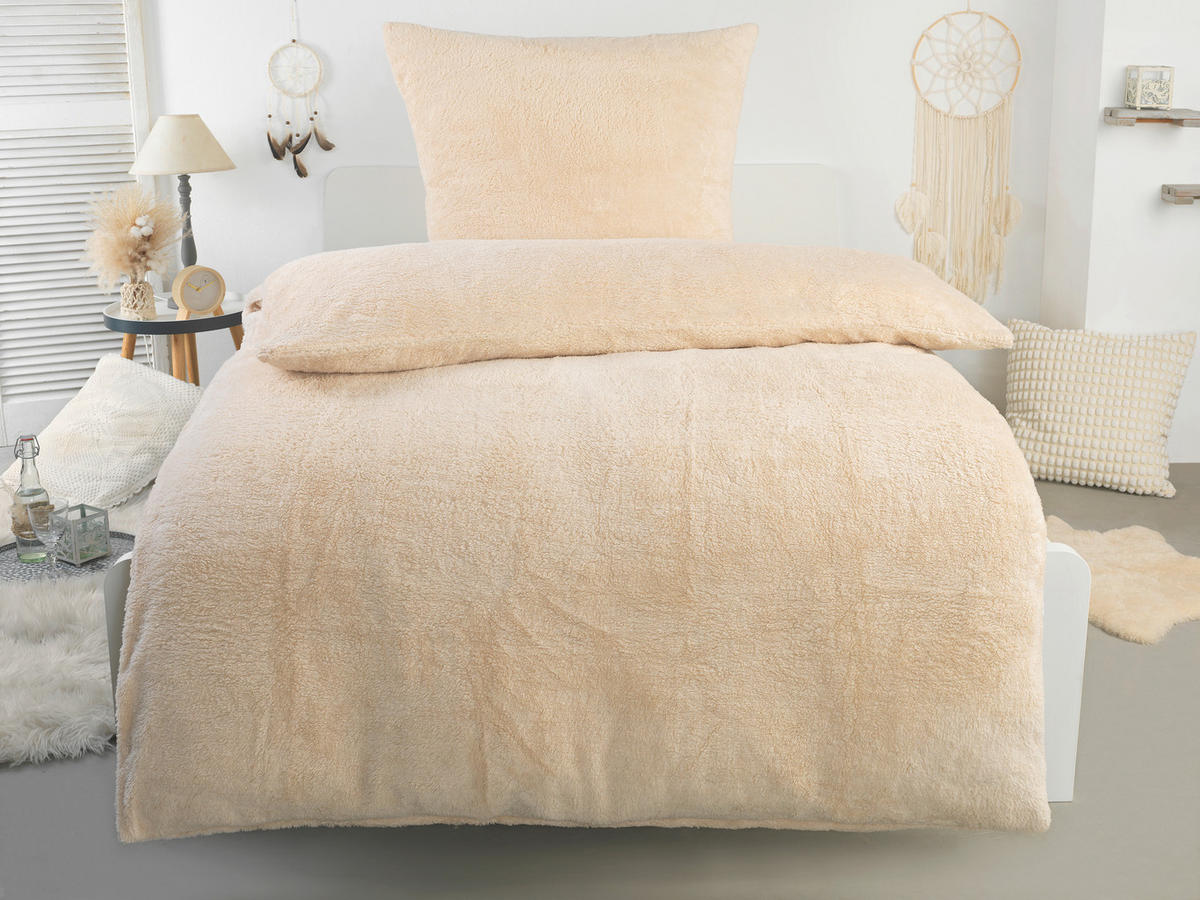 Microfaser Bettwäsche Teddy-Fleece Bettwäsche_Microfaser-Teddy-Flausch - sand (135,00/200,00cm)