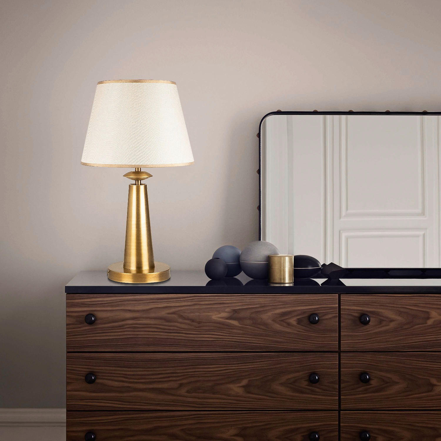 Thumbnail - Opviq Tischleuchte Pardo bronze Metall Stoff B/H/T/L/D: ca. 30x55x30x30x30 cm E27 1 Brennstellen