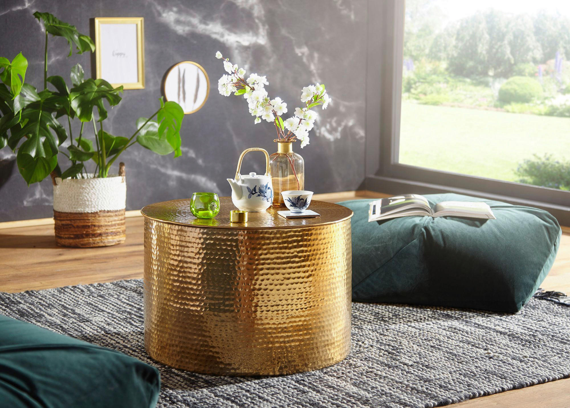 Couchtisch gold H: ca. 40 cm ▶ Rab...