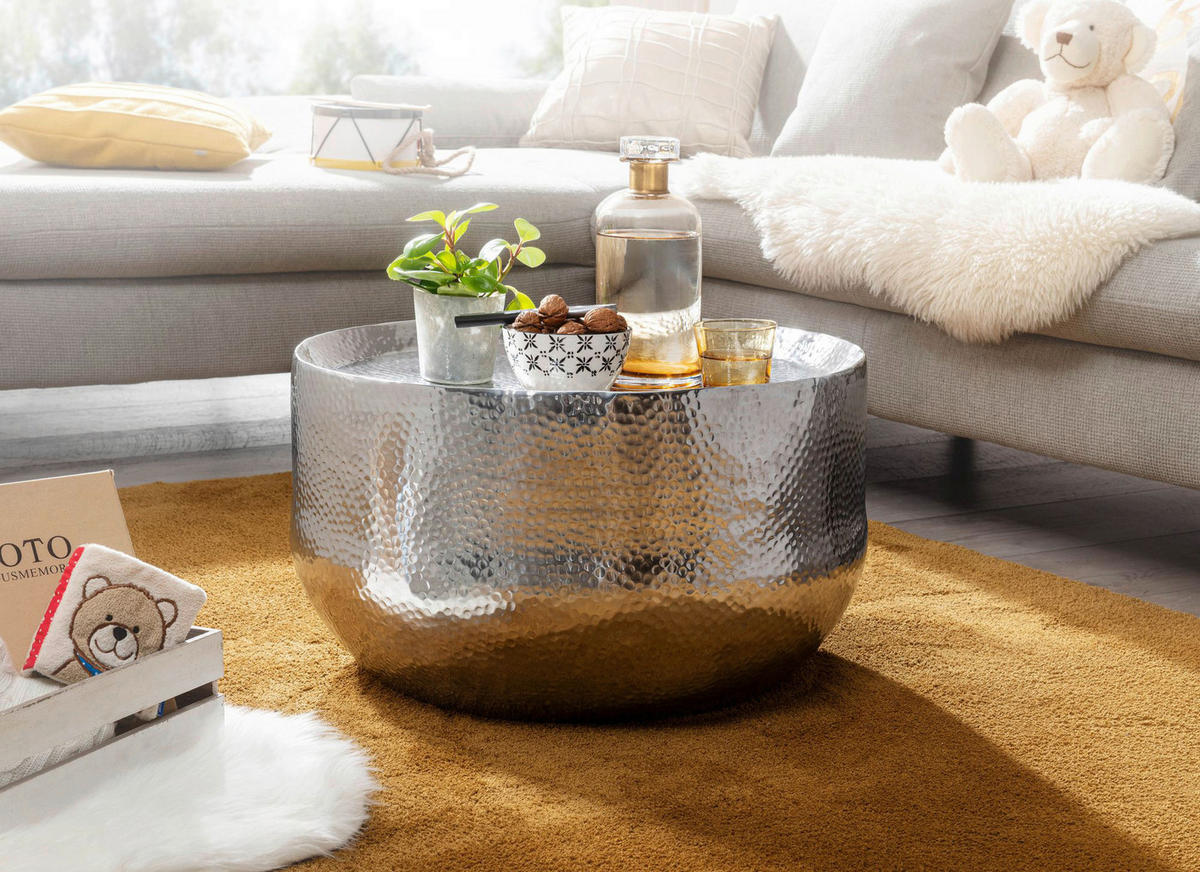 Couchtisch silber B/H/T: ca. 60x35x60 cm Couchtisch - silber (60,00/35,00/60,00cm) - Wohnling