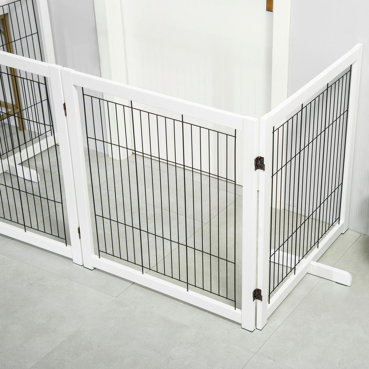 PawHut Absperrgitter weiß Stahl B/H/L: ca. 35,5x82x305 cm Absperrgitter - weiß/schwarz (305,00/35,50/82,00cm) - PawHut