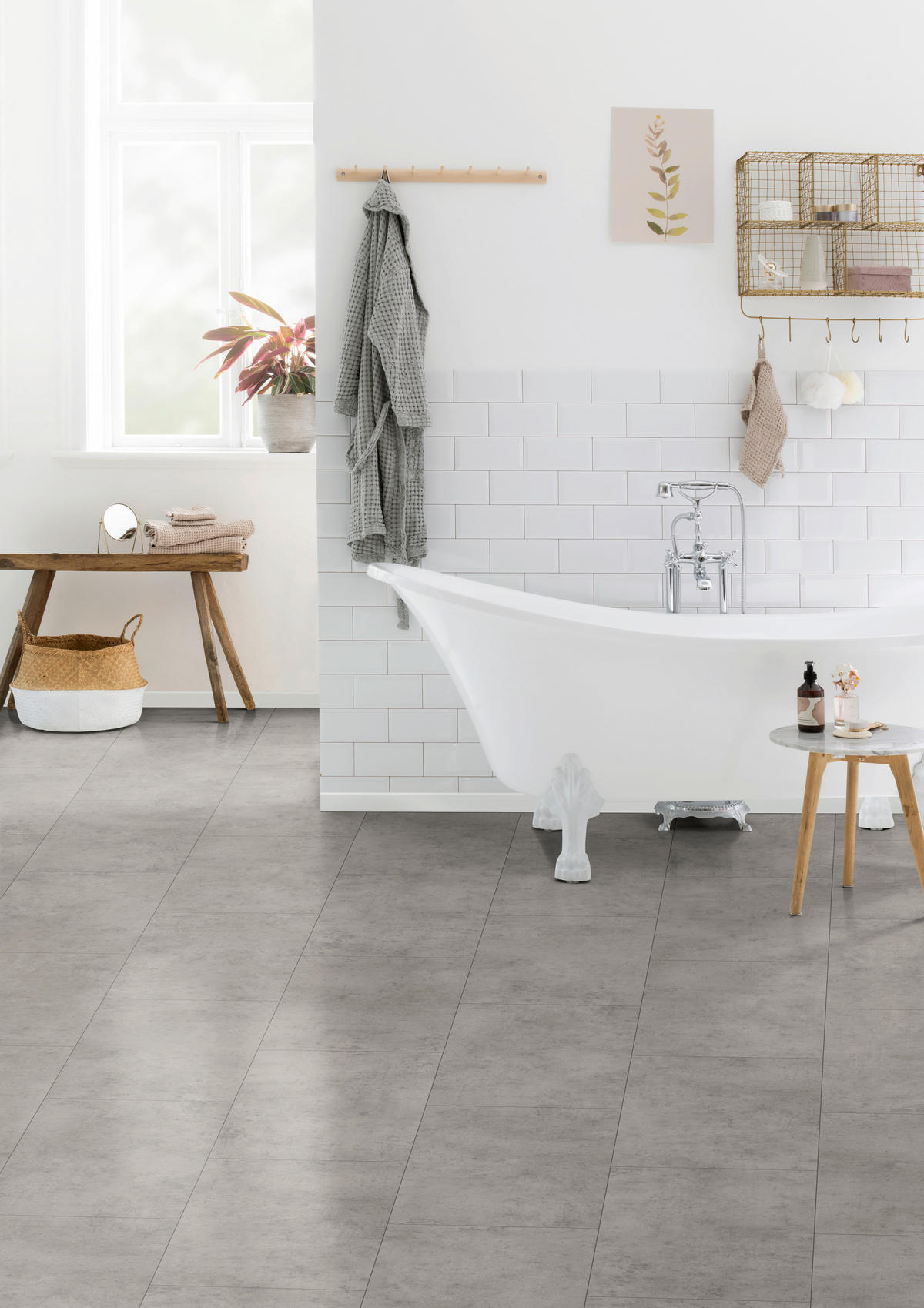 Laminatboden Fliese grau ca. 2,5349m² im Paket  B/L: ca. 34x130,5 cm pro Paket Fliese grau ca. 2,5349m² im Paket - grau (34,00/130,50cm)