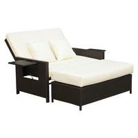 Outsunny Lounge-Sof dunkelbraun Polyrattan B/H/L: ca. 72x96x130 cm Lounge-Sofa - dunkelbraun/creme (130,00/72,00/96,00cm) - Outsunny