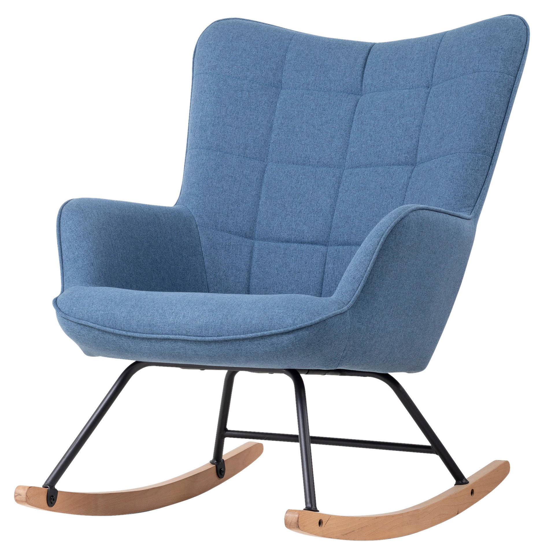 byLIVING Schaukelstuhl RICHIE blau schwarz natur Webstoff Metall Buche B/H/T: ca. 72x92x92 cm RICHIE - blau/natur (72,00/92,00/92,00cm) - byLIVING