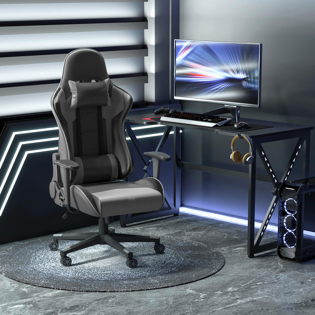 Gaming-Sessel 921-251 schwarz 921-251 - schwarz (67,50/136,00/56,00cm) - Vinsetto