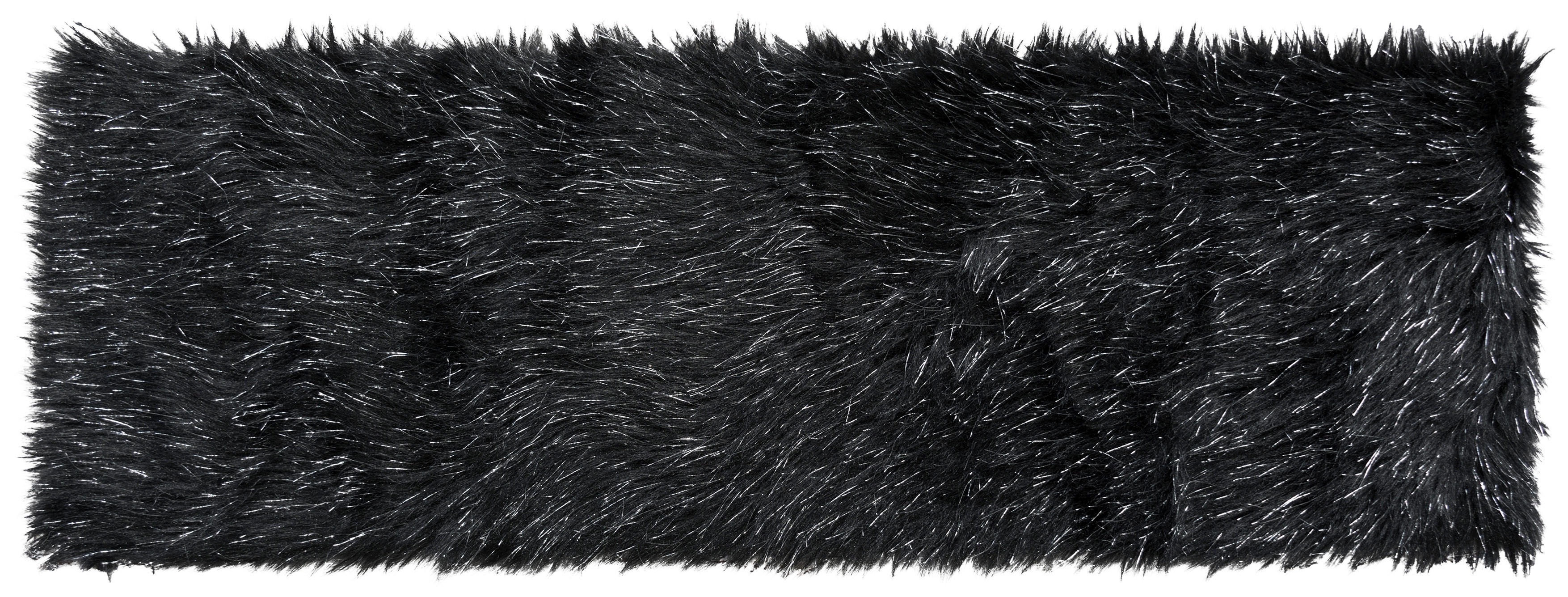 Tischläufer Dekofell_eckig schwarz - schwarz/silber (30,00cm)