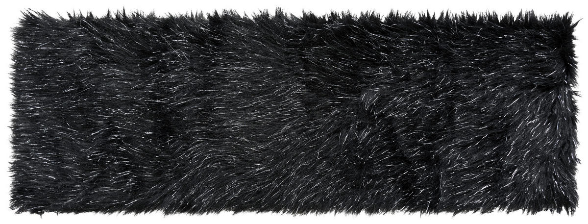 Tischläufer Dekofell_eckig schwarz - schwarz/silber (30,00cm)