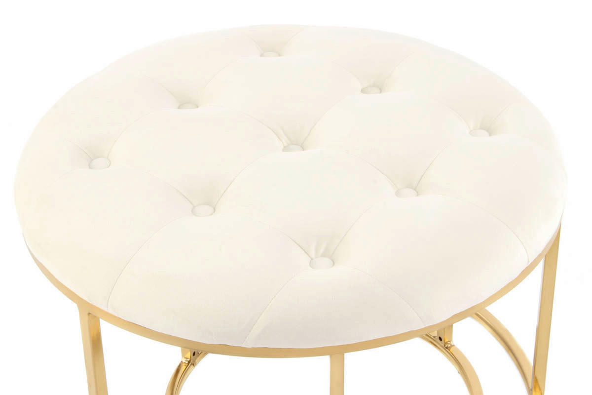 Thumbnail - 360 Living Hocker Becky 800 2er elfenbein gold Metall Samt H/D: ca. 41x60 cm